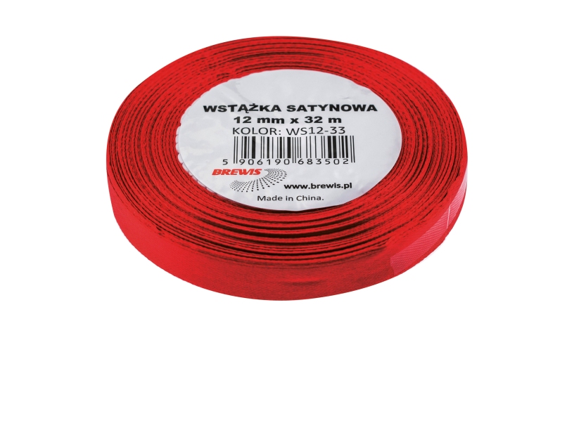 Wstążka satynowa 12mmx32m bordowa Brewis